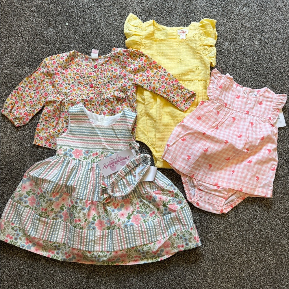 Floral and Striped Kids Dress Set